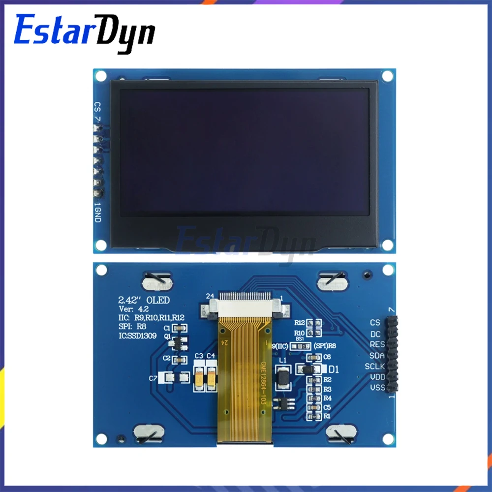 SSD1309 2.42 بوصة شاشة OLED 128x64 HD SPI/I2C واجهة 7Pin لاردوينو UNO R3، 3.3 فولت/5 فولت #2