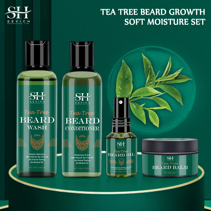 Sevich Tea Tree Beard Care Series Fast and Effective Beard Growth And Gentle Cleansing Skin Soft Men\'s Beard Care Essence