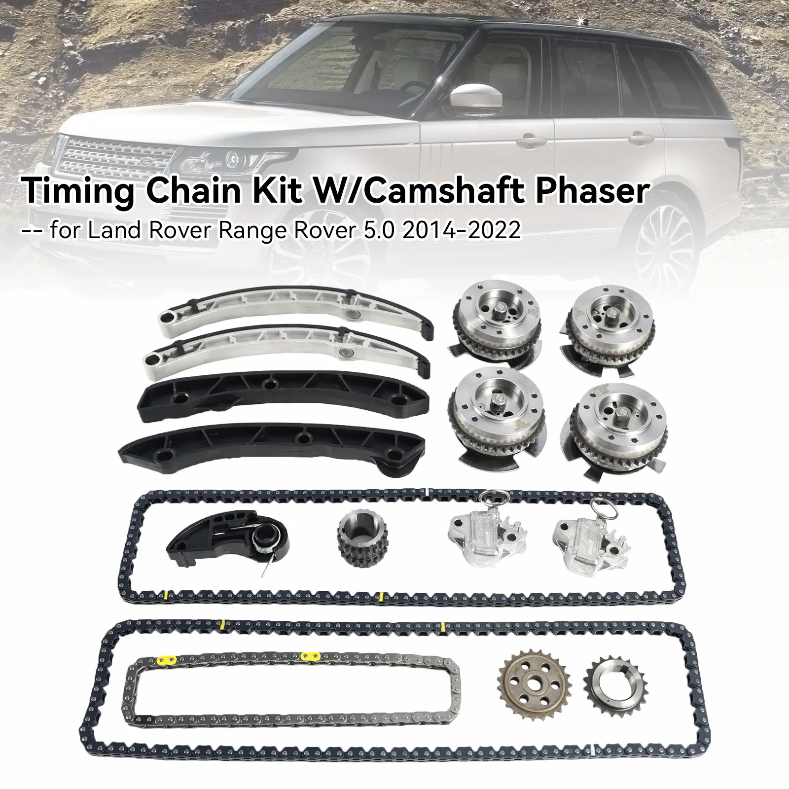 

Areyourshop Timing Chain Kit W/Camshaft Phaser for Land Rover Range Rover 5.0 2014-2022 LR060395, LR035549, LR048776