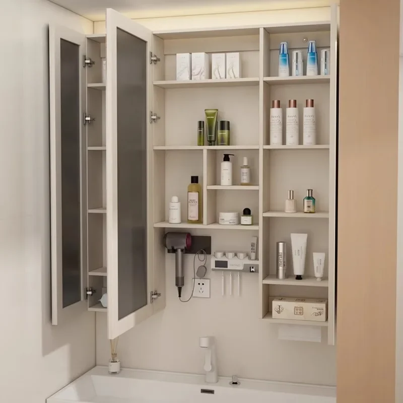 12 Customized bathroom through-top mirror cabinet, smart mirror box, bathroom mirror storage integrated wall-mounted be