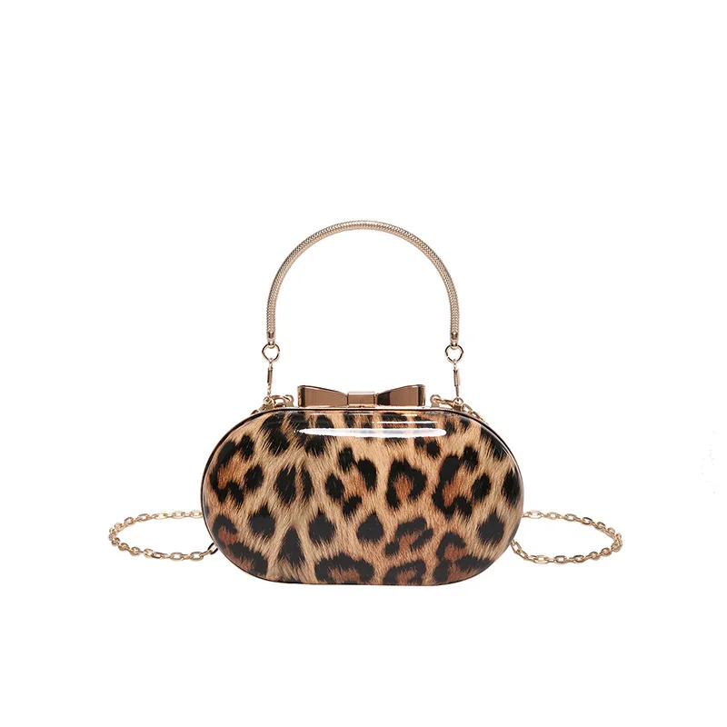 Mini Pu Leather Crossbody Bag for Women 2024 Y2K Korean Fashion Handbags and Puress Female Leopard Box Chain Shoulder Bag