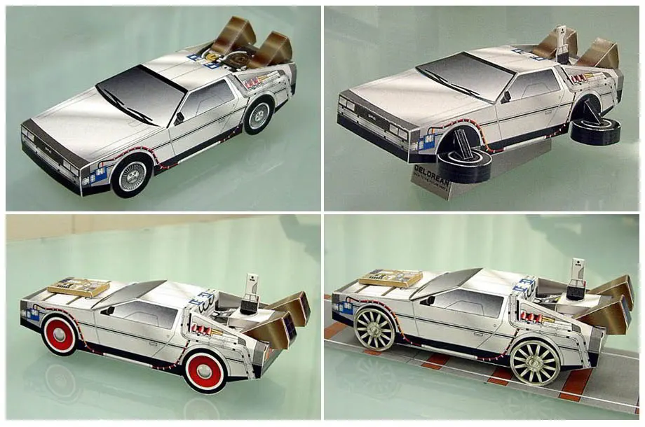 BTTF Back to the Future Delorean Car 4 Pieces Set DIY Paper Model Kit Handmade Toy