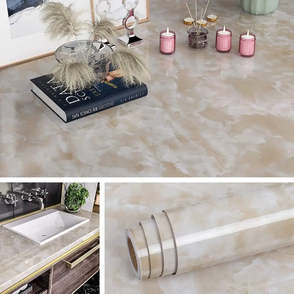 Kitchen Oil Proof Marble Countertop Contact Paper Vinyl Self Adhesive Waterproof Removable Wallpaper for Top Desk Cabinet Cover