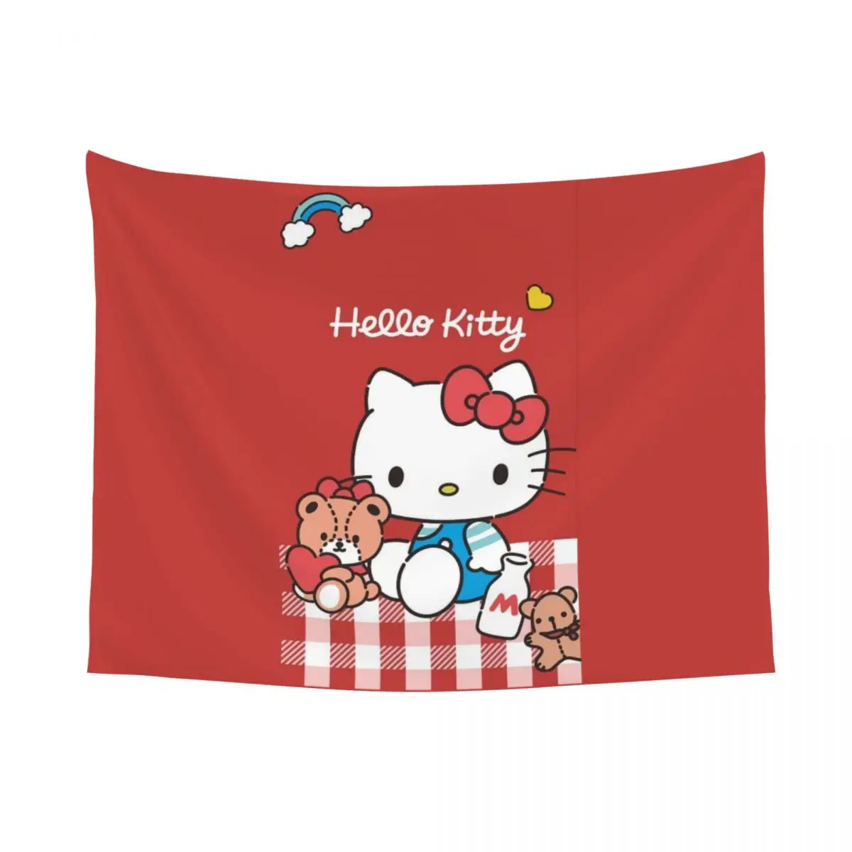 Custom Hello Kitty Anime Tapestries for Living Room Hippie Wall Hanging Tapestry Home Decoration