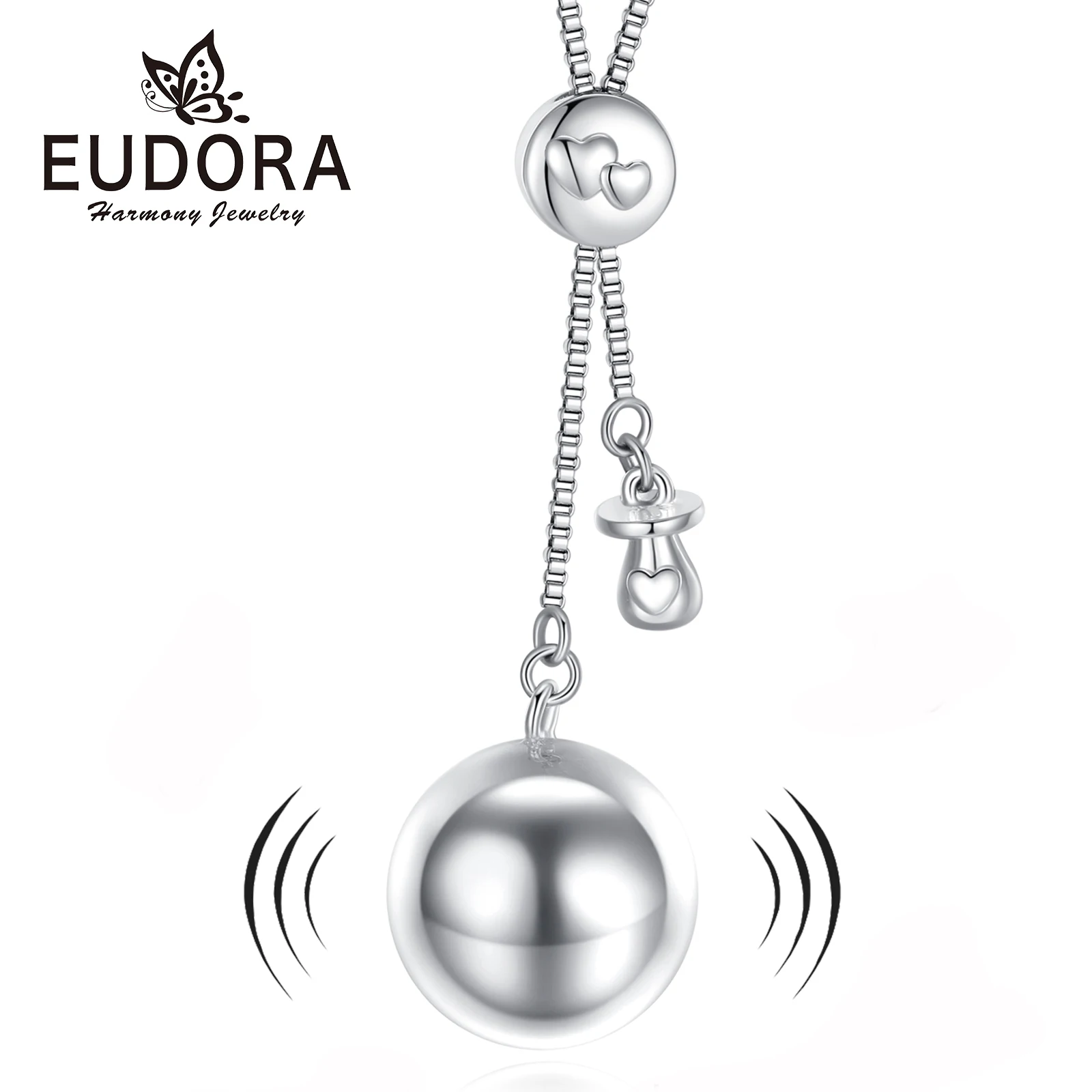 Eudora Harmony Ball Baby Nipple Pendant Pregnancy Bola Baby Chime Ball Angel Caller Necklace DIY Maternity Jewelry Women Gift