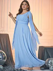 Plus Size Women Wedding Dresses Mesh Splicing Solid Color Bridesmaid Elegant Dresses New Fashion Casual Loose Evening Dresses