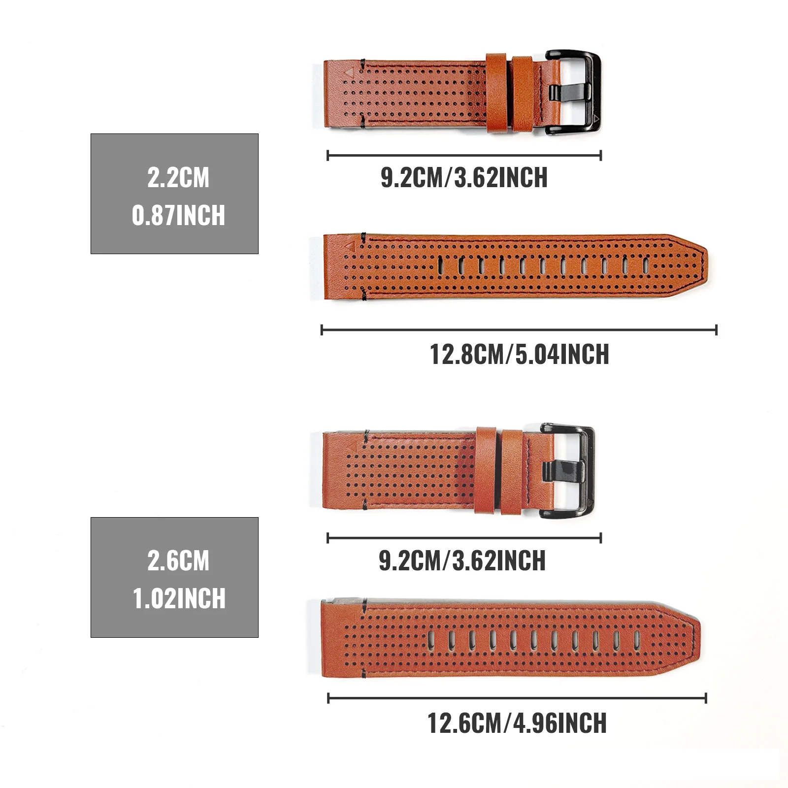 Stitched Leather Strap For Garmin QuickFit Fenix 8 7X 7 6X Instinct 2X Enduro 3 22mm 26mm Business Band Unisex 1PC