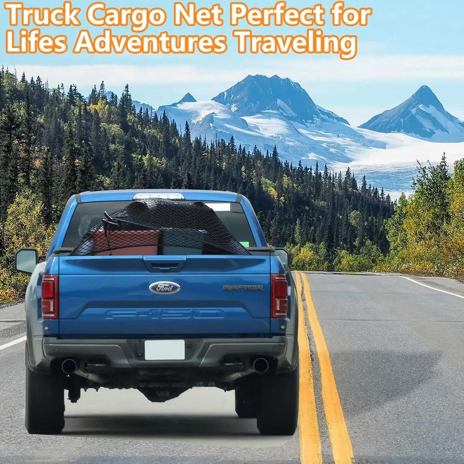 120X120cm Highly Elastic Cargo Net Stretchable Truck Bed Cargo Mesh Organizer Suitable for Pickup Daily Light Loads of Trucks
