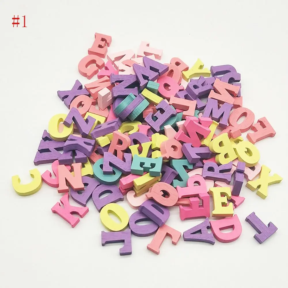 100Pcs/set Mixed English Wooden Letters Numbers DIY Craft Home Decoration 15mm