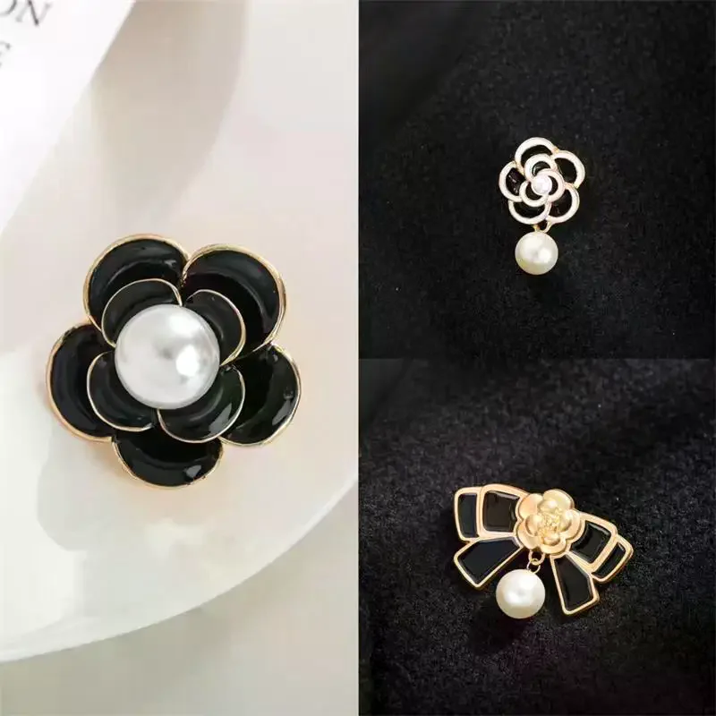 Брошь-с-жемчугом-камелии-черная-масляная-металлическая-траурная-булавка-корсаж-элитная-французская-элегантная-сумка-тканевый-шарф-аксессуары-брошь