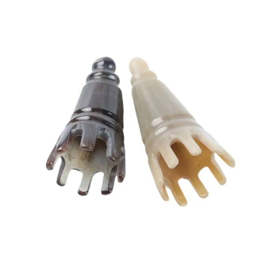 Scalp Massager Brush Ox Horn Massage Comb Scrapping Head Wide Tooth Long Pointed Shampoo Comb Stimulation Reflexology