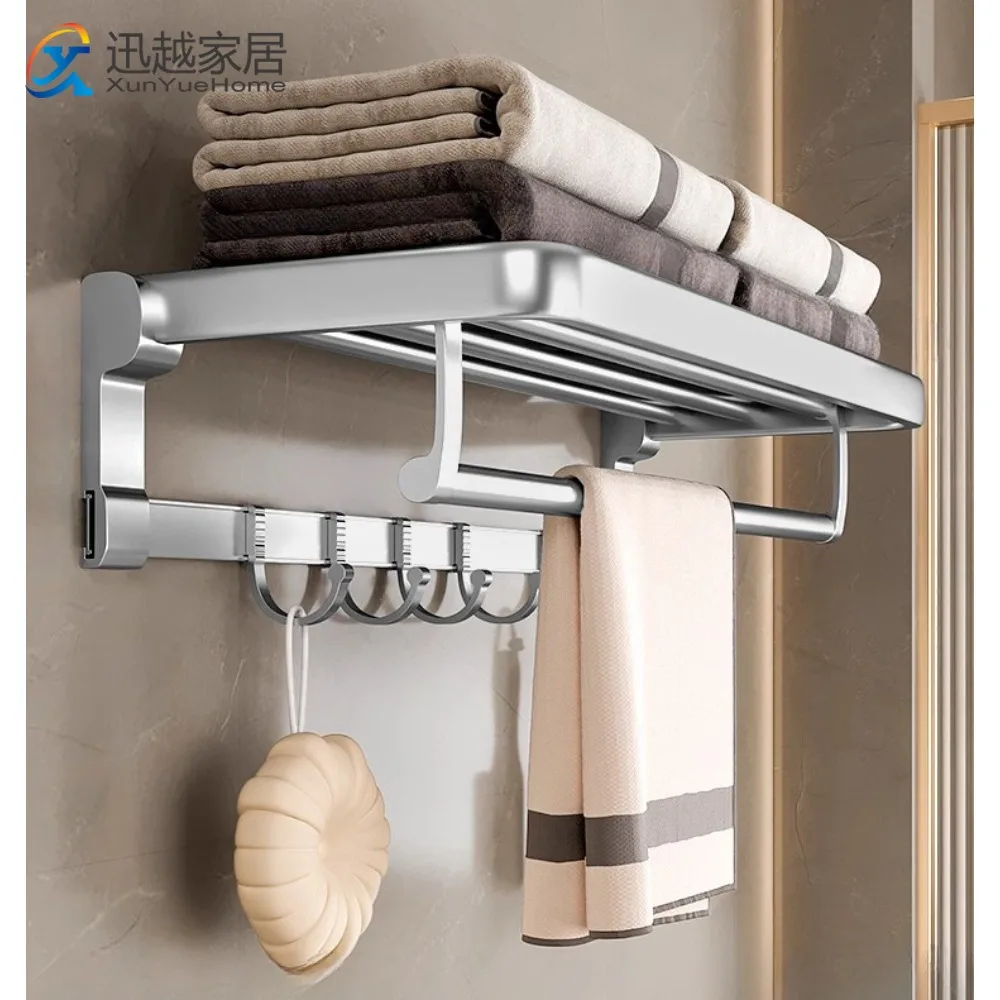 

Towel Rack Cloth Holder Matter Silver Aluminum Fold Hanger Wall 50-60CM Shower Bar Rail Toilet Storage Shelf Bathroom Accessorie