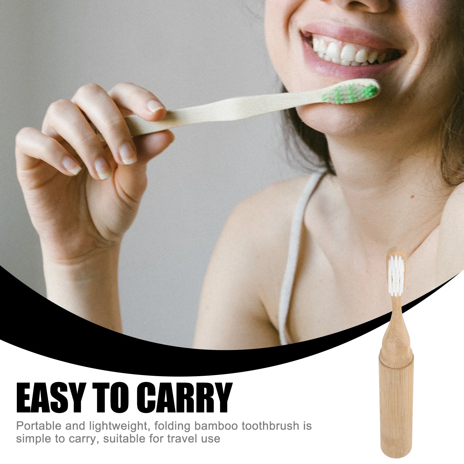Folding Bamboo Toothbrush Portable Khaki Travel Soft Bristles Separate Toothbrushes Adult Men Women Kitchen Accessories Eco