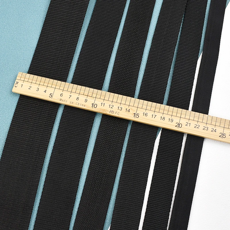 5/10Meters Meetee 20-50mm Black Nylon Webbing Tape 2mm Thick Bag Strap Ribbon Belt Clothing Backpack Band Sewing Craft Accessory