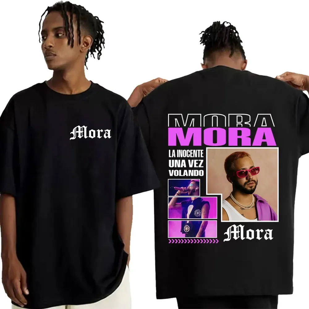 

Рэпер Mora Mirrodosis Album 2025 Tour Графическая футболка Мужская и женская футболка Harajuku из 100% хлопка Футболка большого размера Уличная одежда