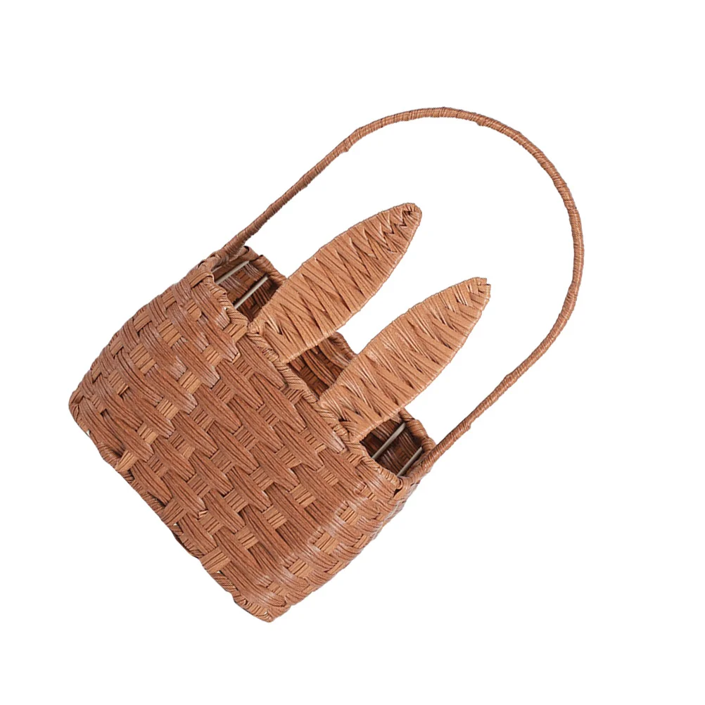 

Rabbit Basket Woven Storage Organizer Lightweight Handle Picnic Baskets Food Storage Sundries Basket Groceries Beach