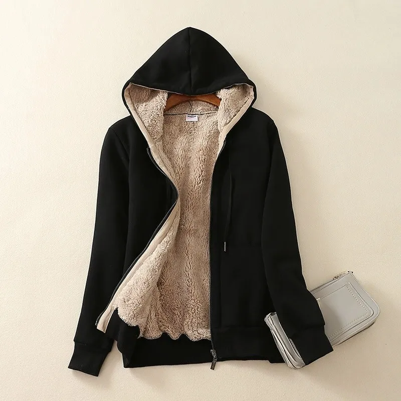 Men's Loose Fit Lamb Velvet Cotton Jacket Warmth Outerwear Standard Edition Polyester Fabric Long Sleeve Hooded Zipper Closure