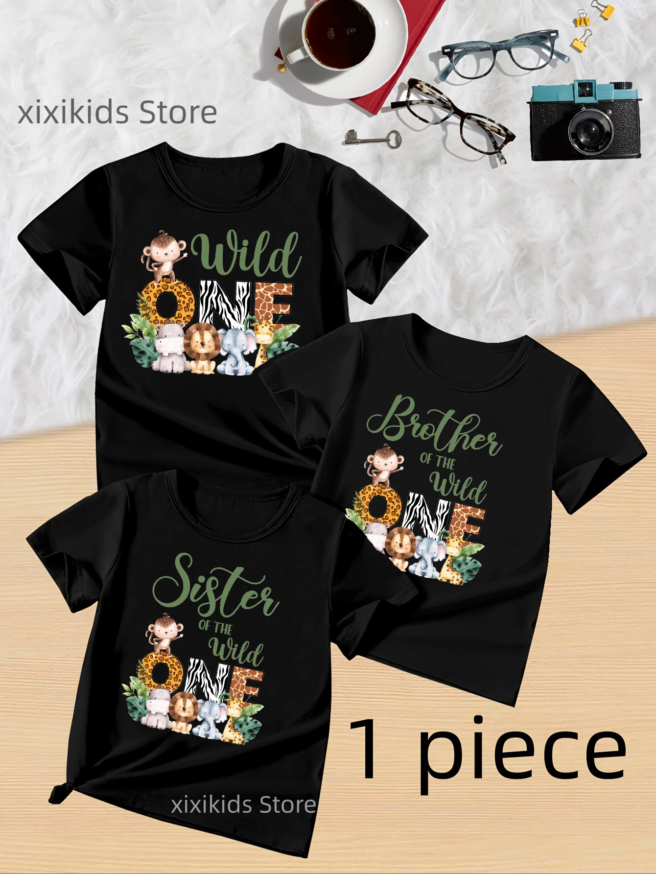 

Brother Of The Wild One Family Matching Printed T Shirt Boys Birthday Party Shirt Summer Short Sleeve Shirt Kawaii Kids Clothes