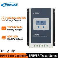 EPEVER Tracer MPPT Solar Charge Controller 40A 30A 20A 10A Solar Regulator With LCD Display 12V 24V Battery Auto High Efficiency