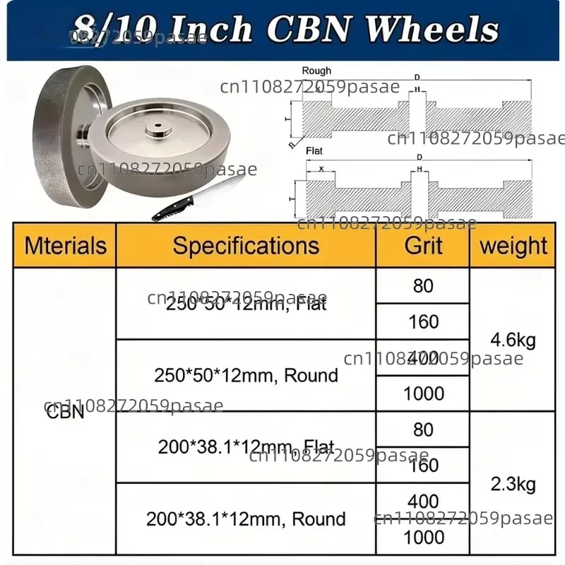 250 X 50 X 12mm CBN Tormek Grinding Wheel T7 T8 Plated CBN Diamond Grinding Wheel for Sharpening Aluminum Wheels
