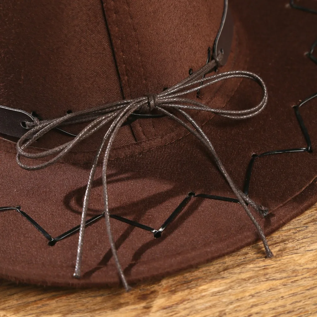 Cowboy Hat With Turquoise Breathable Wide Brim Hat Western Cowboy Hat Faux Woolen For Theme Parties Daily Casual Wear Outdoor