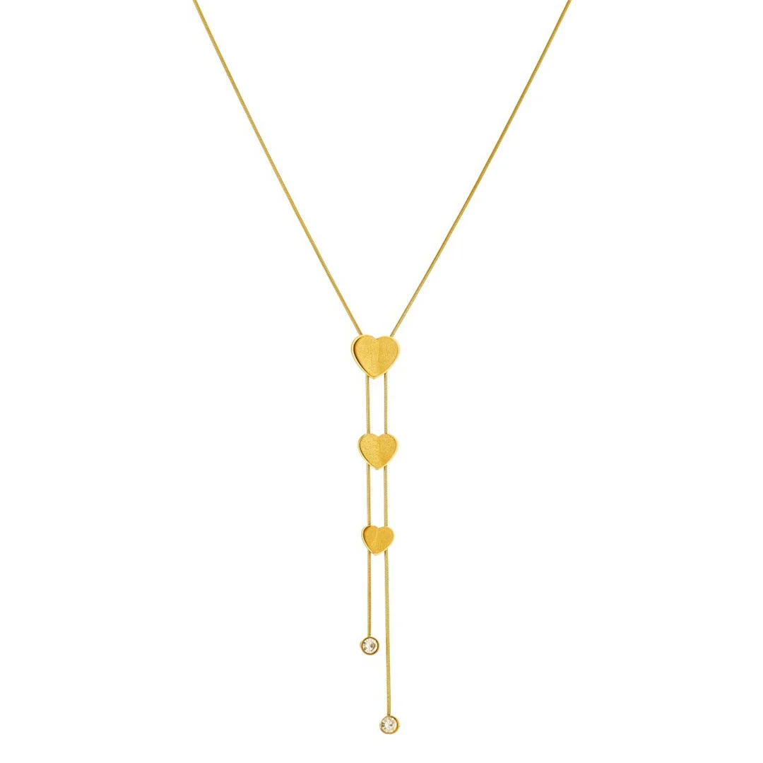 

Punk Fashion Love Heart Charm Pendant Female Gold Color Stainless Steel Long Snake Bone Chain Link Necklace for Women Jewelry