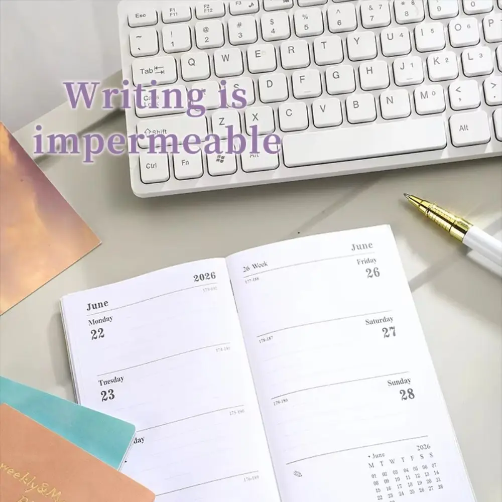 

365 Days A6 Planner Notebooks Daily Planner Reminder Colorful English Agenda Book PU Textured To Do List