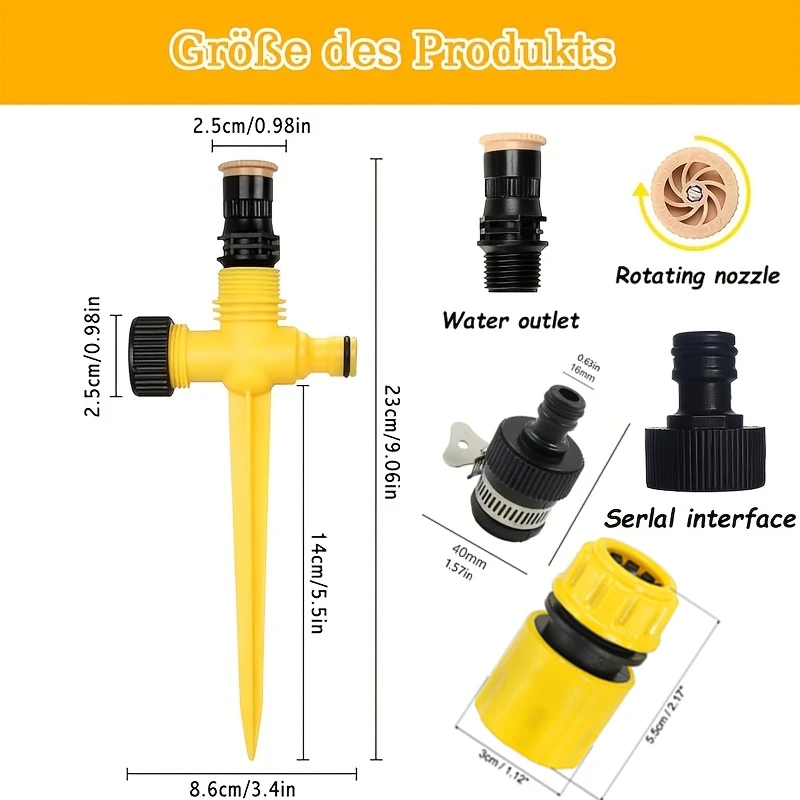 90 ° /180 ° /360 ° Verstellbarer Gartensprinkler mit 1/2 Zoll Schnellkupplungen, Wassersprinkler für Rasen, Hof und Außenbereich – Detail 6