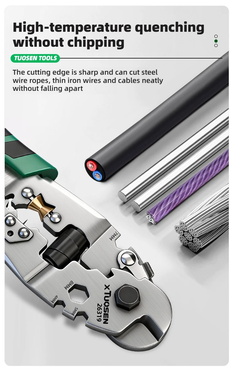 TUOSEN 8-Zoll-Seilschere aus Kohlenstoffstahl mit federbelastetem Griff zum Schneiden von Drahtseilen und Kabeln bis zu 6 mm Y5GB – Detail 3