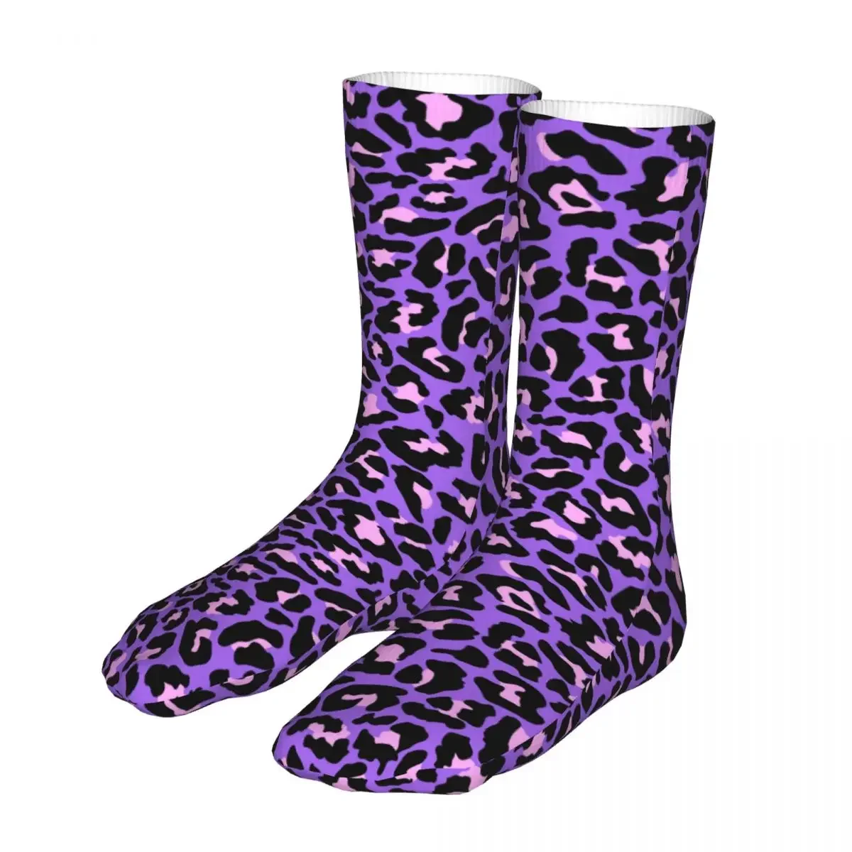 Neon  Pink Leopard Print Socks Men Women Casual Exotic Animals Socks Crazy Spring Summer Autumn Winter Socks Gifts