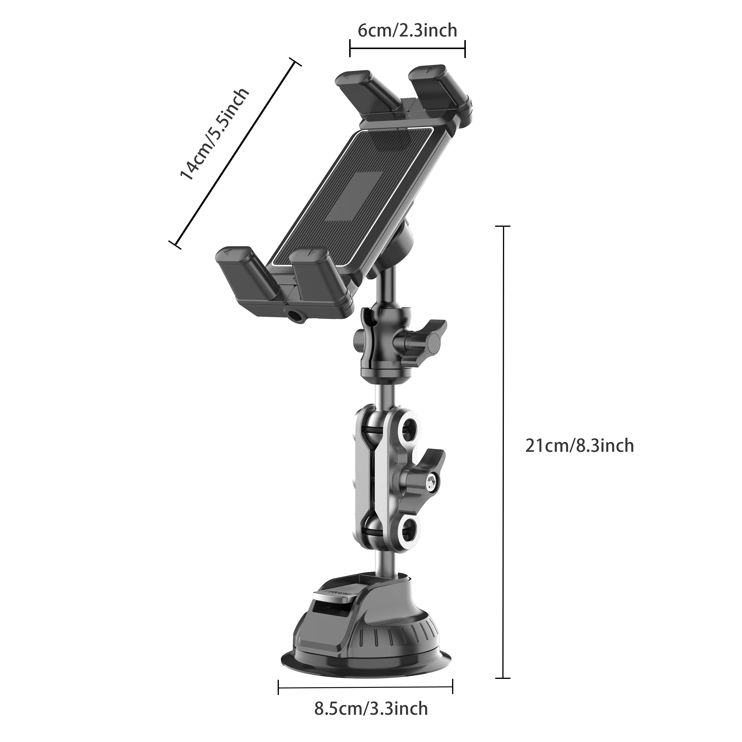 Universelle Autohalterung aus Aluminiumlegierung, verstellbarer Magic Arm für Videoaufnahmen und Vlog-Filmen, für 4"-15" Smartphones und Tablets – Detail 5