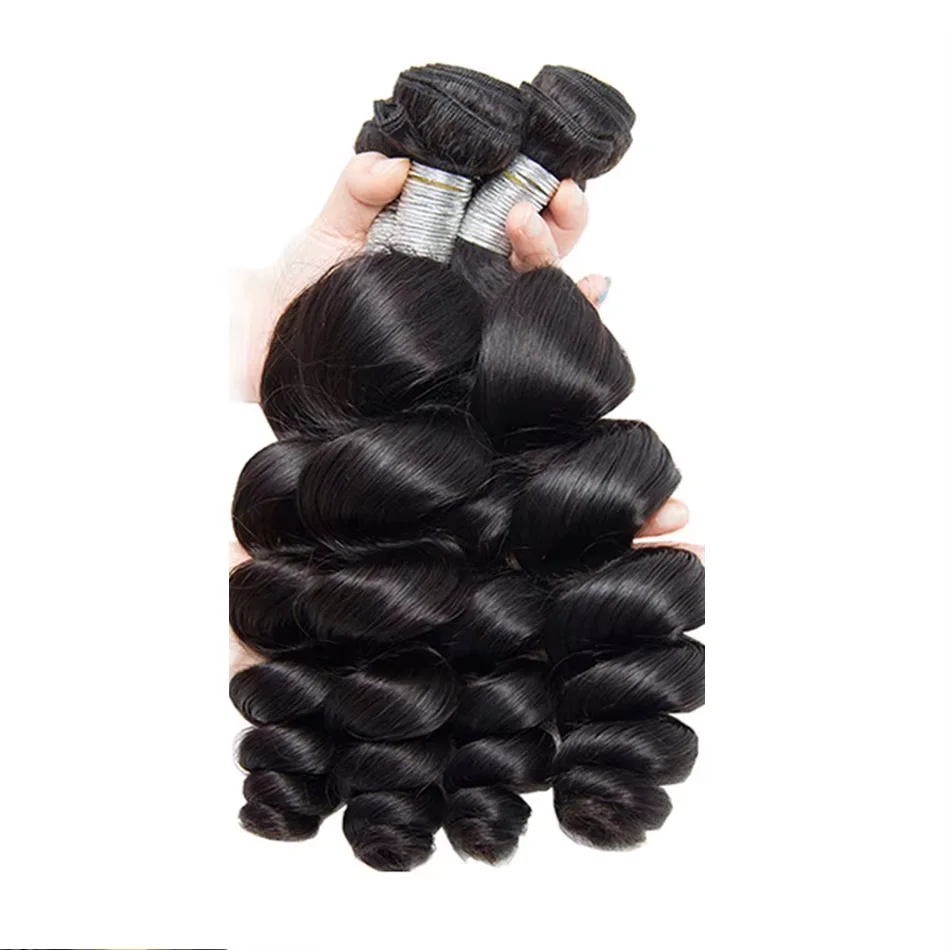 Onda profunda solta pacotes de cabelo humano 30 32 Polegada birmanês encaracolado feixes de cabelo cru 3/4 pacote trama dupla extensões de cabelo virgem