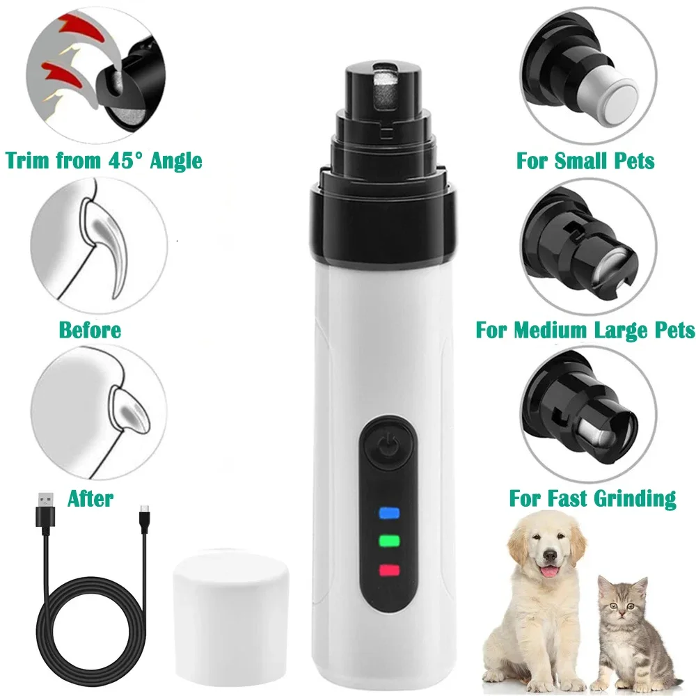 Electric Dog Nail Grinder for Pet Polisher USB Charging Quiet Puppy Grooming Trimmer Dog Nail Clippers cat Claw Care Scissors