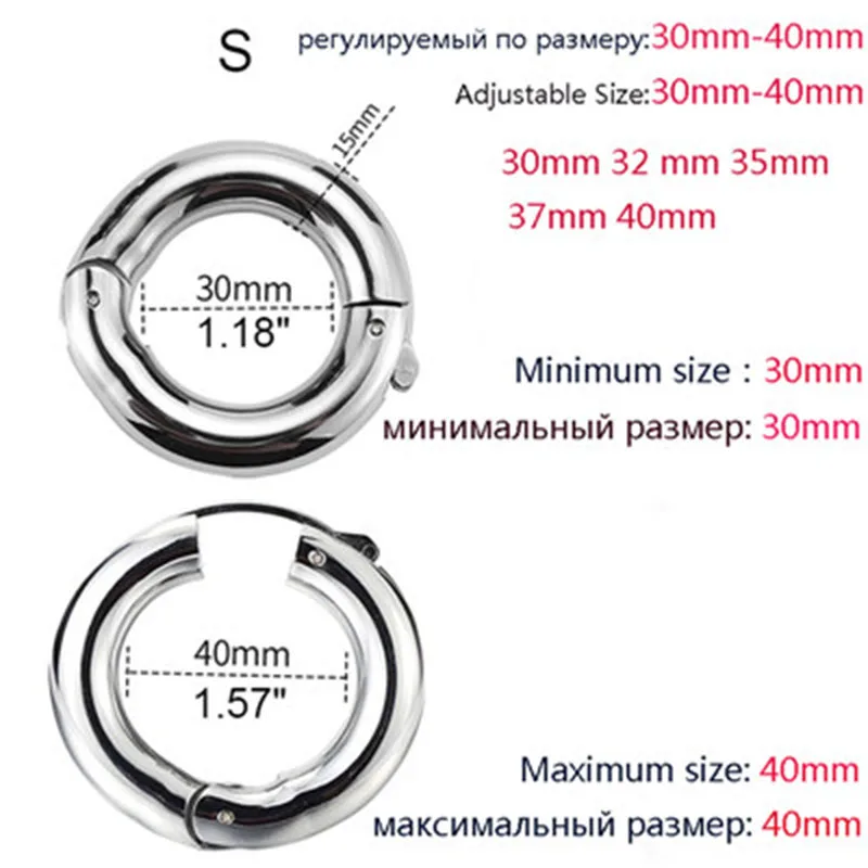 Stainless Steel Penis Ring Ball Stretcher Scrotum Pendant Metal Cock Ring Sex Toys For Men Ejaculation Adjustable Lock