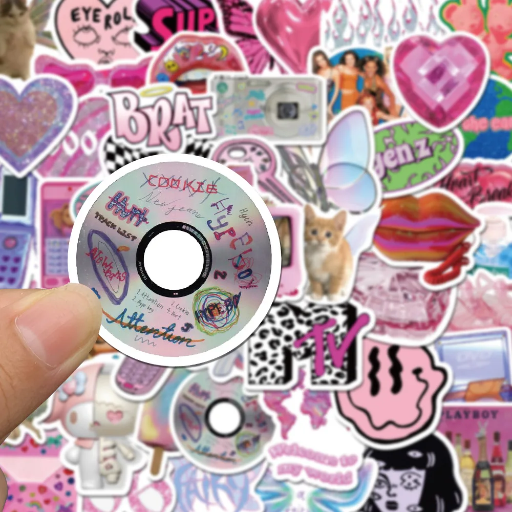 10/30/50PCS Fishion Pink Waterproof Graffiti Sticker Aesthetic Decorative Luggage Laptop Cup Guitar Scrapbook Notebook Stickers