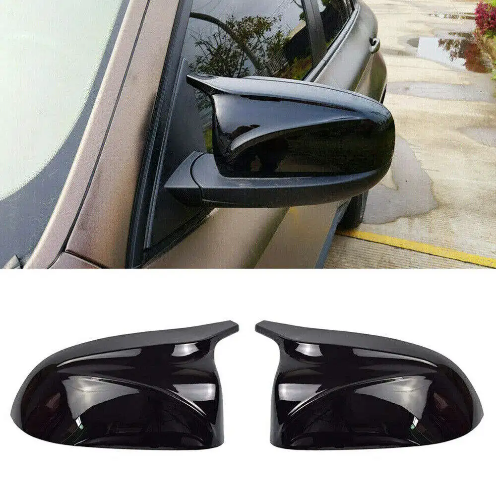 

Pair for BMW X5 E70 X6 E71 2007-2013 M-Style Carbon Fiber Look Gloss Black Rear View Side Wing Mirror Cover Housing Replacement