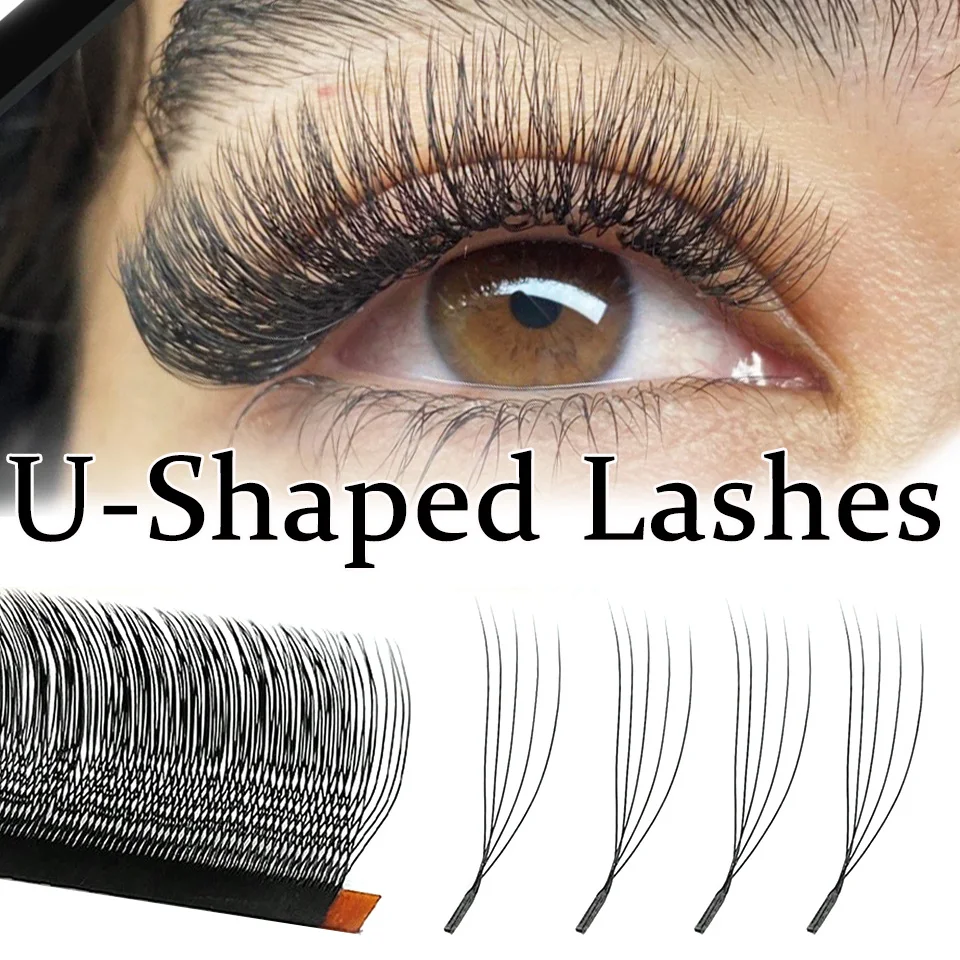 AGUUD U-Shaped YY 3D 4D 5D Eyelash Extensions New Style U Lashes Extension 3D Spike Premade Volume Fans Individual False Lashes