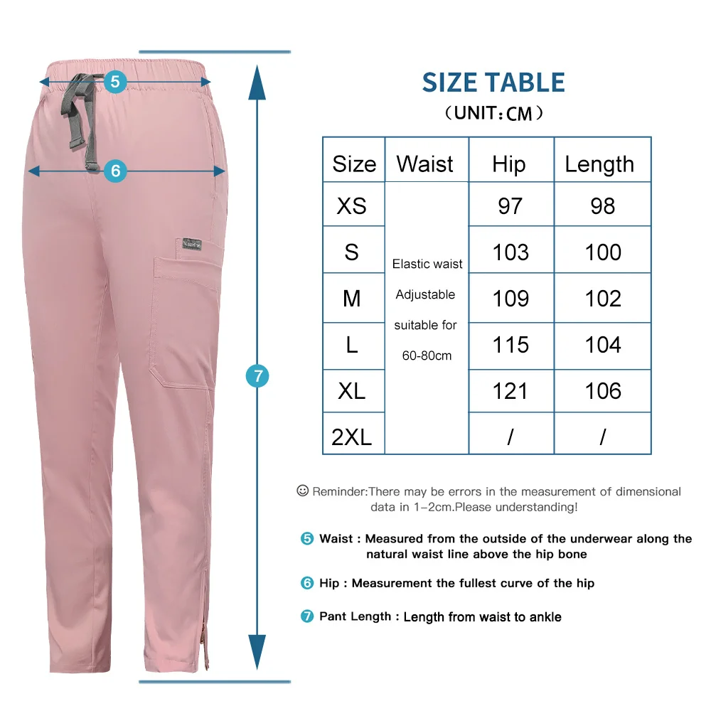 Hoge Kwaliteit Rits Scrubs Elastische Taille Multi Pocket Werk Uniform Zomer Tandheelkundige Kliniek Veterinaire Mode Broek