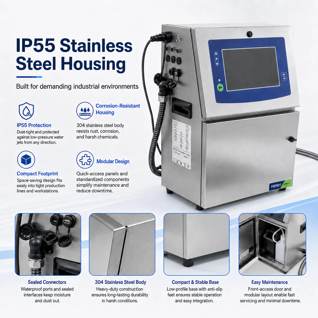 CIJ Small Character Continuous Inkjet Printer Industrial Coding Machine for Batch Expiry Date QR Code Serial Number Printing
