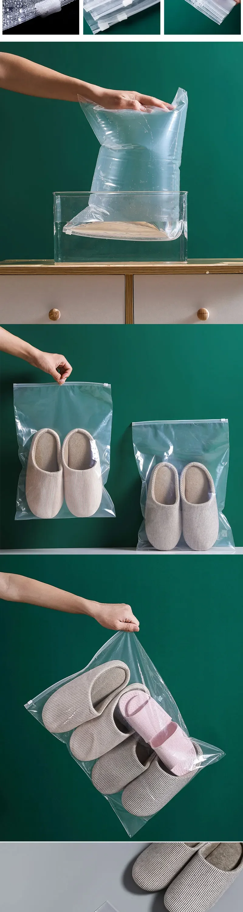 PE Transparent Shoe Storage Bag Multi-purpose Dust Bag Travel Zipper Bag Waterproof Moisture-proof Sealing Shoe Cover Ziplock