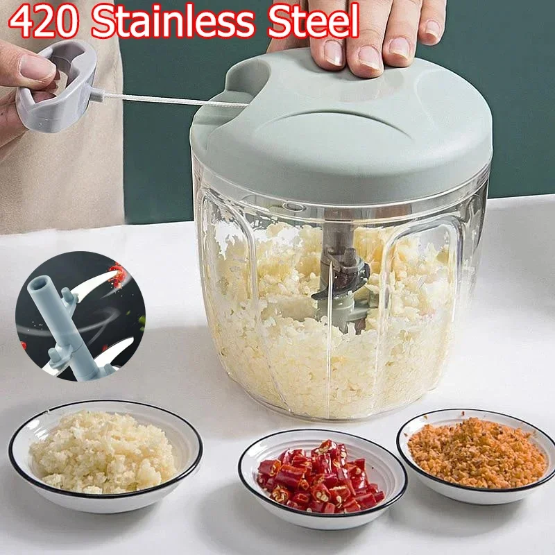 

500ML Manual Meat Mincer Garlic Chopper Rotate Garlic Press Crusher Vegetable Onion Cutter Kitchen Cooking Accessories