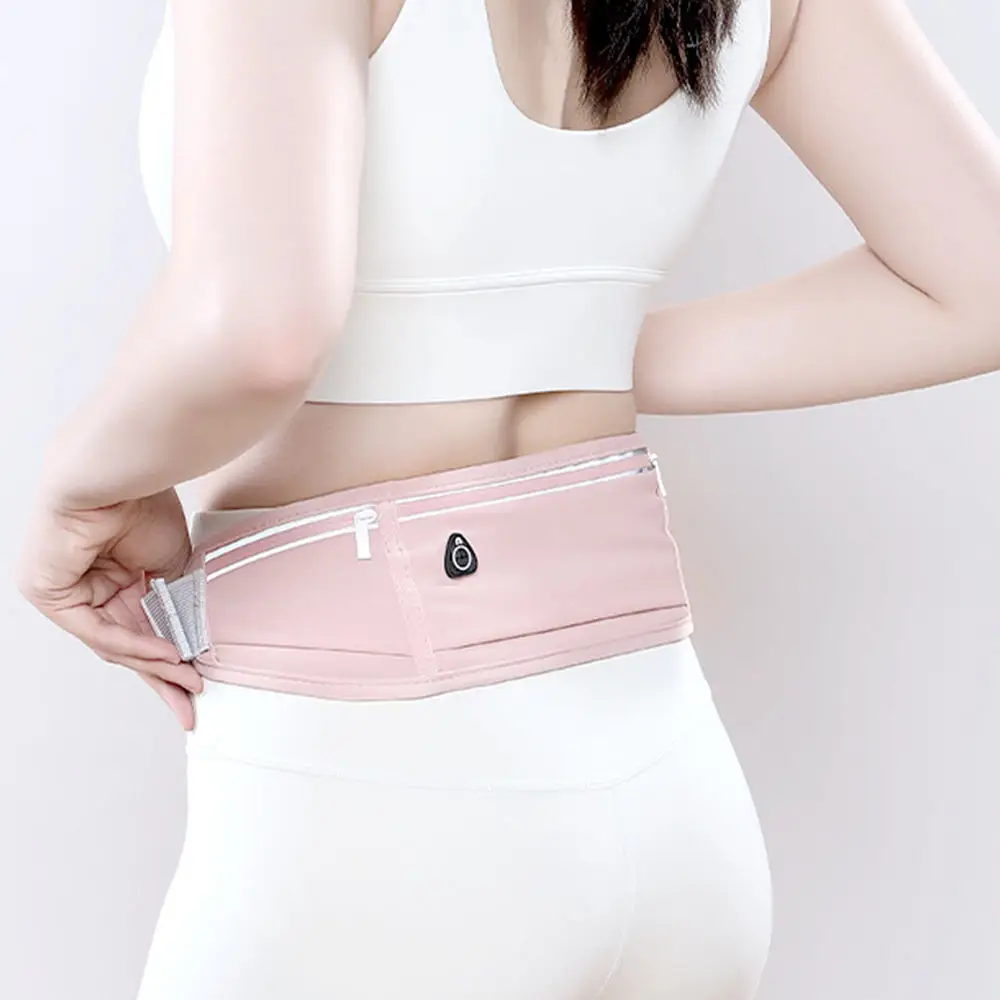 360 ° حقيبة خصر عاكسة للجري مكونة من 3 جيوب وحزام نحيف مقاوم للماء مع منفذ لسماعة الرأس تناسب الهواتف مقاس 7.2 بوصة لسلامة الجري الليلي #2