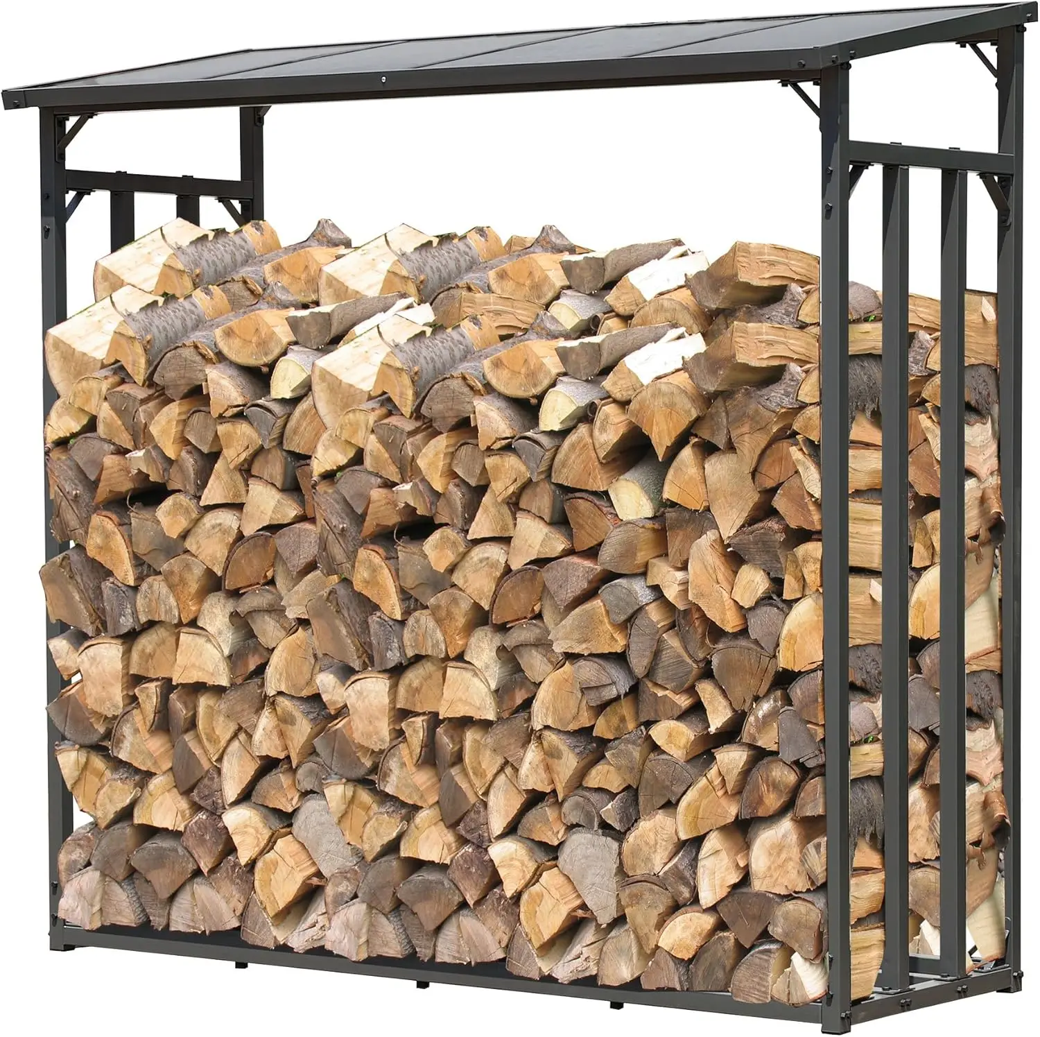 Metal Firewood Rack Outdoor 4.7 x 2.3 x 4.7 feet Anthracite | Heavy Duty Logs Holder