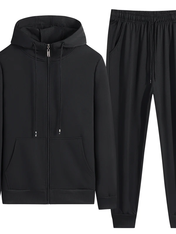 

Весенне-осенний новый мужской повседневный спортивный костюм: комплект из двух предметов для активного отдыха, бега, с худи и толстовкой, удобный, с длинными рукавами