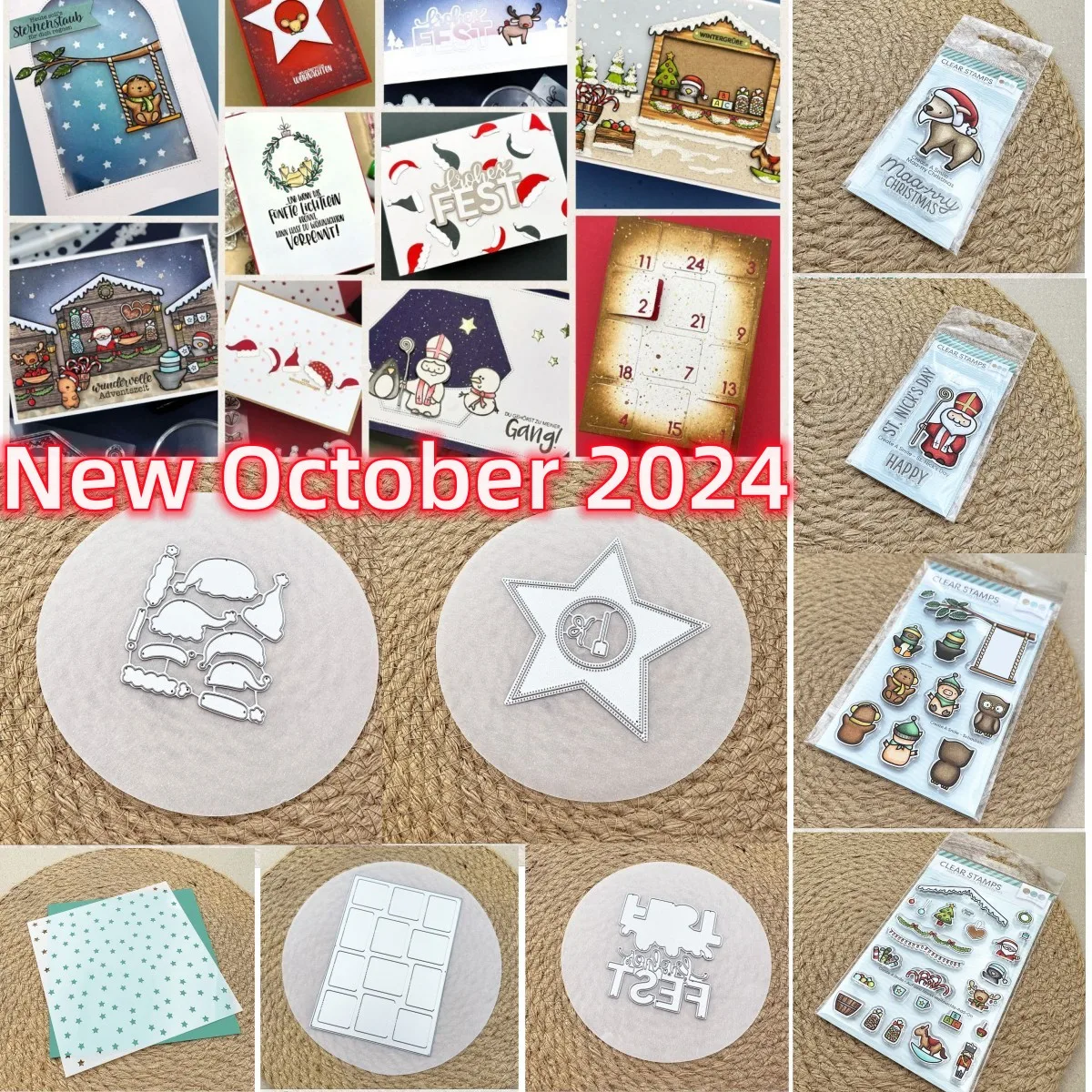 

2024 New Christmas Santa Claus Clear Stamps Star Door Metal Cutting Dies Stencil DIY Scrapbook Supplies Craft Handmade Make Card