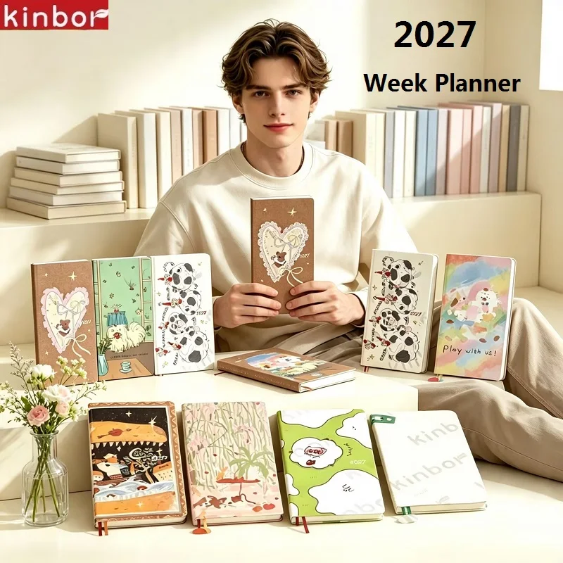 Kinbor Notebook 2027 Weekly Planner Two Pages A Week Daily Time Management Schedule Book Self Disciplined Punch Book Efficiency