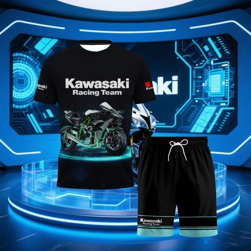 Kawasaki Summer Hot Selling Quick Drying Breathable Shorts Short Sleeve Set Summer Thin Outdoor Cycling Comfortable Short Set