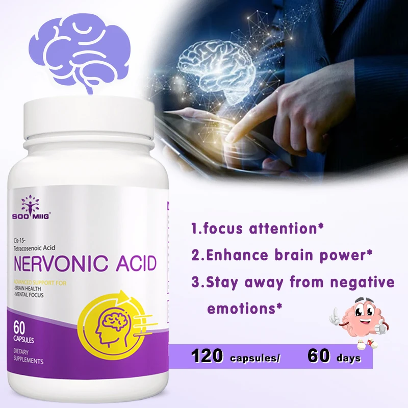 Soomiig Nervonic Acid Complex - for memory, brain function, supports circulatory health - neuroprotective formula