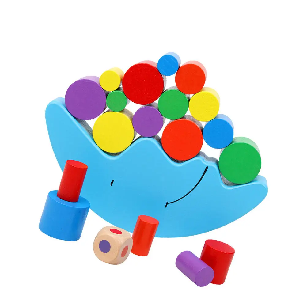 

Wooden Balance Building Block Moon Boat Colorful Stacking Early Education Game Parent-Child Interaction Enhance Logic Color