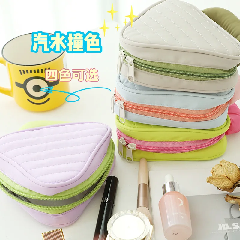 2024 new color blocking makeup bag with large capacity and high-end feel, wash bag for business trips, portable storage Package